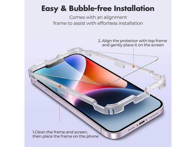 UNBREAKcable Shatterproof Screen Protector for iPhone 13 Pro Max/iPhone 14 Plus [3-Pack] [99.99% HD Clear] [Easy Installation Frame] [9H...