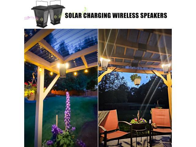 pohopa Bluetooth Speakers Waterproof, Solar Powered 2 Packs True Wireless Stereo Sound 20W Speakers Dual Pairing Lantern Indoor Outdoor Speakers...