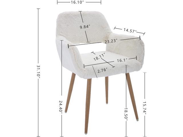 KCC Furry Desk Chair, Mid-Century Modern Accent Comfy Armchair with Faux Fur for Teen Girls, Wood Look Metal Legs Living Dining Room, Home Vanity...