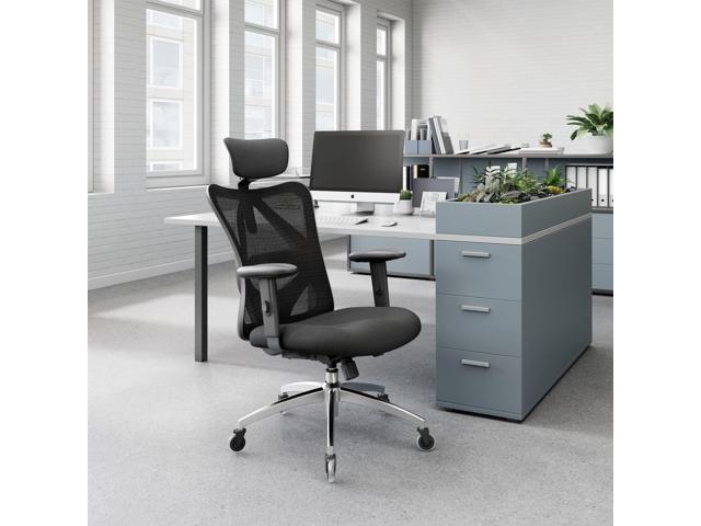 XUER Ergonomic Office Chair, Mesh Computer Desk Chair with Adjustable Sponge Lumbar Support, Thick Cushion, PU Armrest and Headrest, High Back...