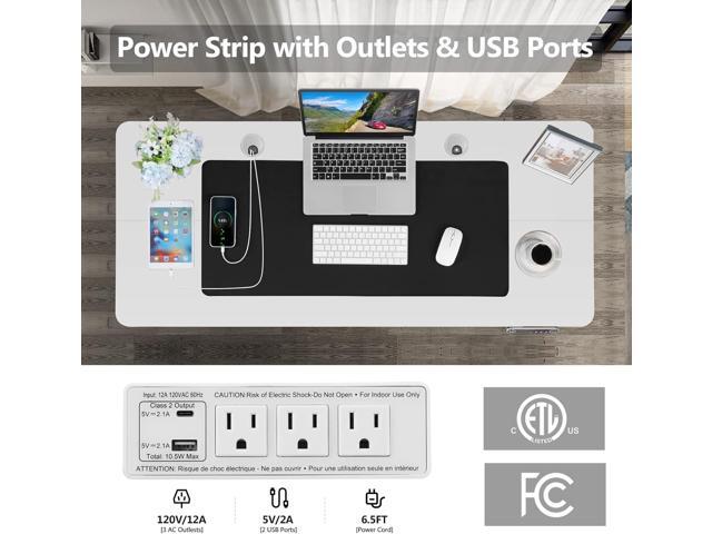 KORGOL Electric Standing Desk 48 x 24 Inches Adjustable Height Sit Stand Up Desk for Home Office Computer Desk with 2 USB Ports 3 AC Power Outlets...