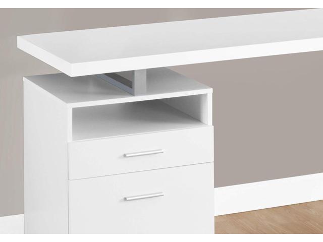 Monarch Specialties Computer Writing Desk for Home & Office Laptop Table with Drawers Open Shelf and File Cabinet-Left or Right Set Up, 60' L, White