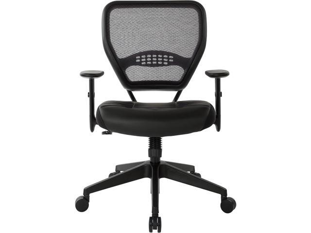 SPACE Seating Professional AirGrid Dark Back and Padded Black Eco Leather Seat, 2-to-1 Synchro Tilt Control, Adjustable Arms and Tilt Tension with...