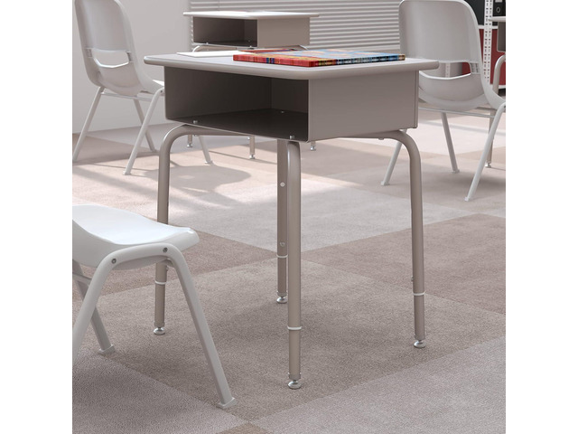 Flash Furniture Billie Student Desk - Gray Granite Open Front School Desk - Silver Metal Frame - 24'W x 18'D Adjustable Height, Durable for School...