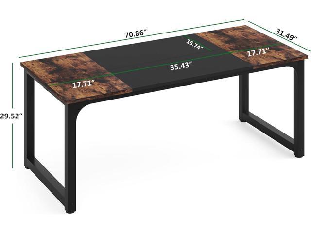 LITTLE TREE 70.8 Inch X-Large Executive Computer Office Desk, Brown+Black