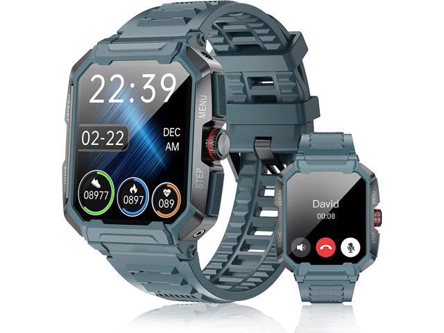 SATEER Military Smart Watch for Men, Outdoor Smart Watches 1.85' LCD Bluetooth Call Heart Rate Blood Pressure Smartwatches IP68 Waterproof,Sports.