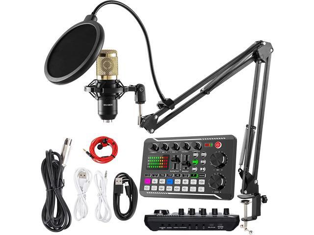 SATEER Podcast Microphone Bundle, BM-800 Condenser Mic with Live Sound Card Kit, Podcast Equipment Bundle with voice changer and Mixer functions...