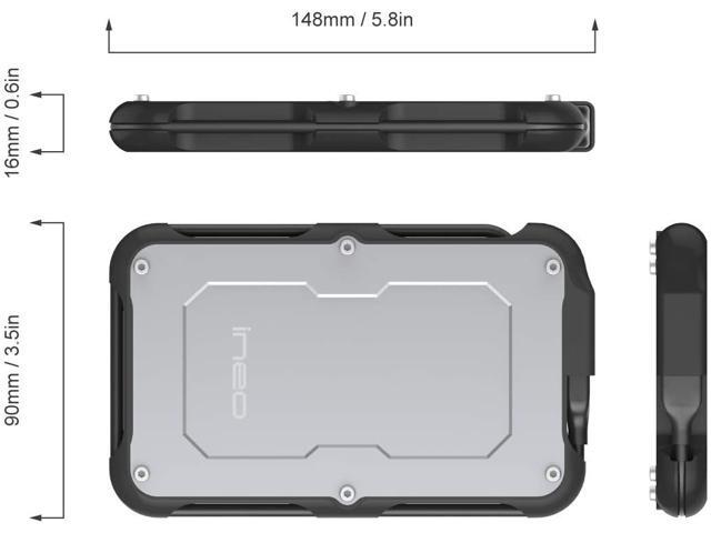 ineo 2.5' Hard Disk Enclosure, Rugged Waterproof & Shockproof External Hard Drive Enclosure for 2.5 inch 9.5mm & 7mm SATA HDD SSD Caddy USB 3.0...