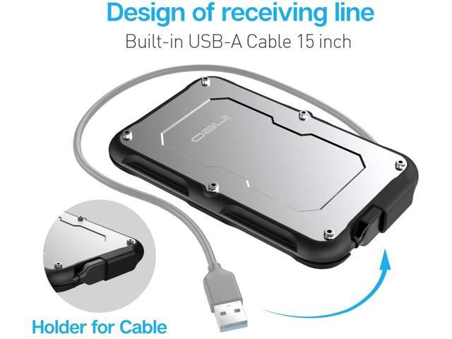 ineo 2.5' Hard Disk Enclosure, Rugged Waterproof & Shockproof External Hard Drive Enclosure for 2.5 inch 9.5mm & 7mm SATA HDD SSD Caddy USB 3.0...