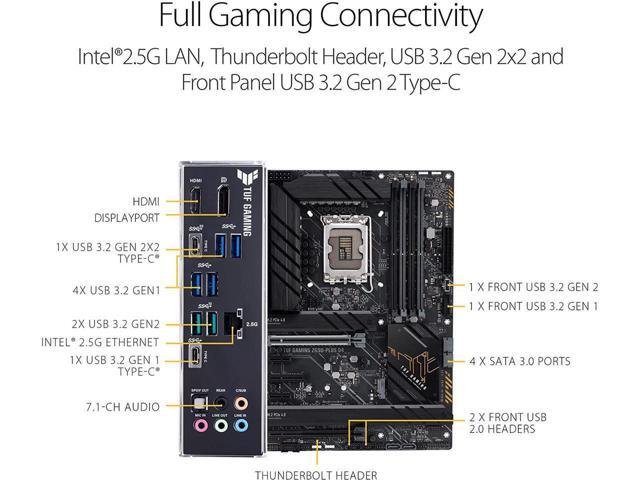 ASUS TUF Gaming Z690-PLUS D4 LGA 1700 ATX Motherboard, 15 DrMOS, PCIe 5.0, DDR4 RAM, Four M.2 Slots, 2.5 Gb Ethernet, Front USB 3.2 Gen 2 Type-C,...