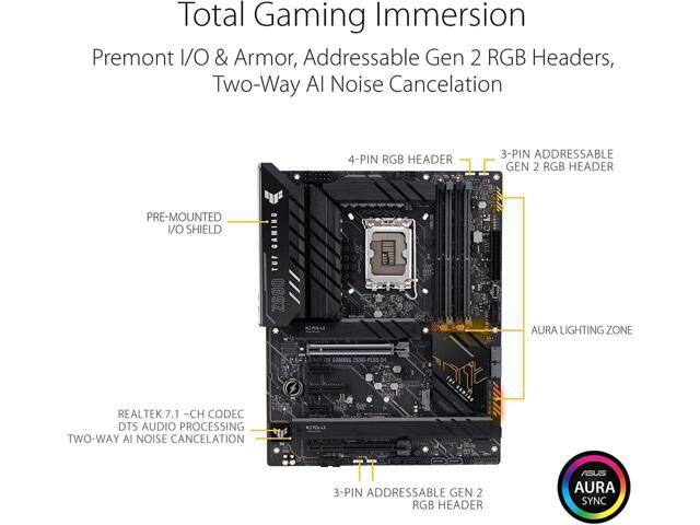 ASUS TUF Gaming Z690-PLUS D4 LGA 1700 ATX Motherboard, 15 DrMOS, PCIe 5.0, DDR4 RAM, Four M.2 Slots, 2.5 Gb Ethernet, Front USB 3.2 Gen 2 Type-C,...