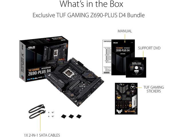 ASUS TUF Gaming Z690-PLUS D4 LGA 1700 ATX Motherboard, 15 DrMOS, PCIe 5.0, DDR4 RAM, Four M.2 Slots, 2.5 Gb Ethernet, Front USB 3.2 Gen 2 Type-C,...