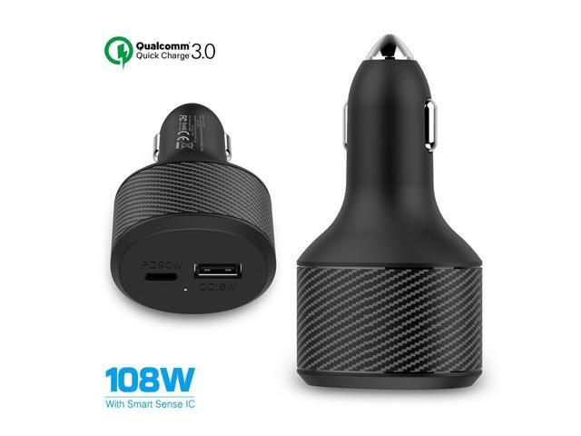 Stimula Lifestyle 108W 2 Port USB-C & QC 3.0 USB Compatible with MacBook Pro iPad Pro iPhones PC Quick Charge Cigarette Car Lighter Charger Power...