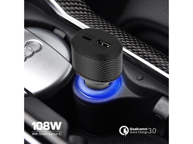 Stimula Lifestyle 108W 2 Port USB-C & QC 3.0 USB Compatible with MacBook Pro iPad Pro iPhones PC Quick Charge Cigarette Car Lighter Charger Power...