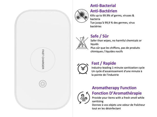 Stimula Lifestyle Disinfector 99.9% UV Sanitizer Wireless Charger Aromatherapy, Watch, Compatible with AirPods, Iphone, Samsung, Mask Box