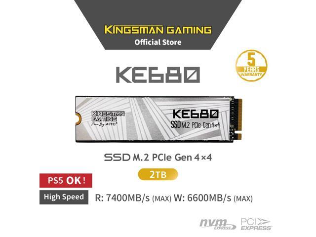 KINGSMAN KE680 M.2 2280 NVMe PCIe Gen4x 4 2TB Internal Solid-State Drive (SSD) / Works with PC and PS5 / R/W Up to 7,400/6,600 MB/s