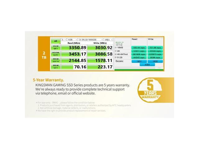 AITC KINGSMAN KM600 ULTRA M.2 2280 2TB PCIe 3.0 x4 with NVMe 1.4 3D NAND Internal Solid State Drive (SSD)