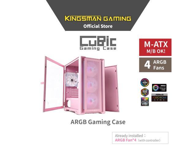 KINGSMAN KINGSMAN CuBic ARGB MICRO-ATX Tower with Four ARGB Fans Pre Installed, Ultra-Minimalist Design, Fine Mesh Front Panel, High Airflow,...