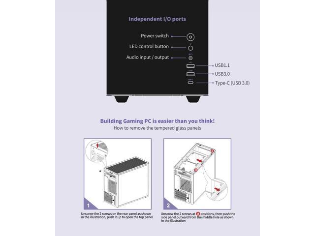 KINGSMAN eLf Mini Tower M-ATX PC Case - Includes 3 ARGB Fans, Tempered Glass Side Panel, Compatible with Micro-ATX and Mini-ITX, Desktop Mini...