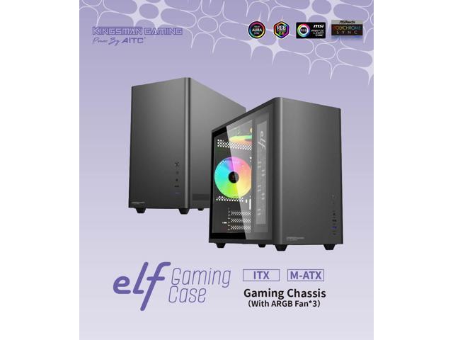 KINGSMAN eLf Mini Tower M-ATX PC Case - Includes 3 ARGB Fans, Tempered Glass Side Panel, Compatible with Micro-ATX and Mini-ITX, Desktop Mini...
