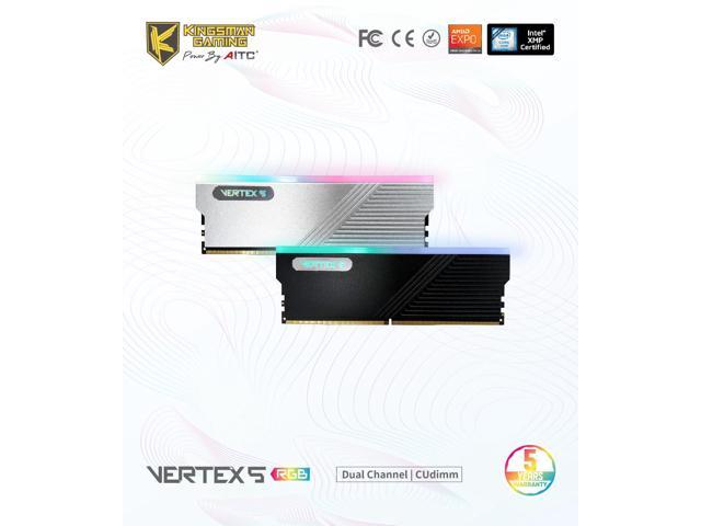 AITC KINGSMAN VERTEX5 48GB (2 x 24GB) 288-Pin PC RAM DDR5 8400 CUDIMM (PC5 67200) RGB Desktop Computer Gaming Memory - SILVER