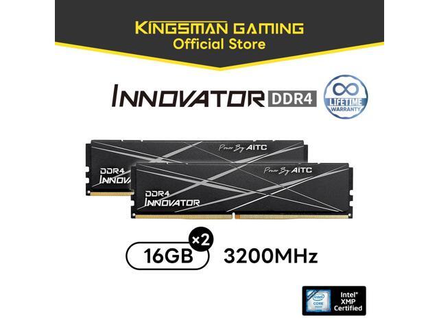 KINGSMAN INNOVATOR 32GB(16GBX2) 288-Pin PC RAM DDR4 3200 (PC4 25600) Desktop Memory - High-Speed RAM for Enhanced Performance and Compatibility-BLCAK