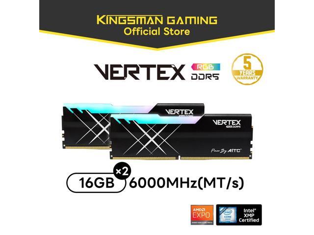 AITC KINGSMAN VERTEX RGB Series DDR5 32GB (2 x 16GB) 288-Pin PC RAM 6000 (PC5 48000) Desktop Memory Model XMP-BLACK