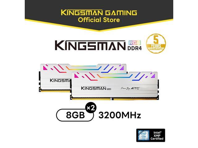 KINGSMAN RGB 16GB(8GBX2) 288-Pin PC RAM DDR4 3200 (PC4 25600) Desktop Memory Model UDIMM-WHITE