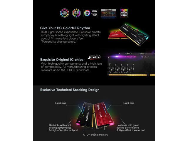 KINGSMAN RGB 16GB(8GBX2) 288-Pin PC RAM DDR4 3200 (PC4 25600) Desktop Memory Model UDIMM-Black
