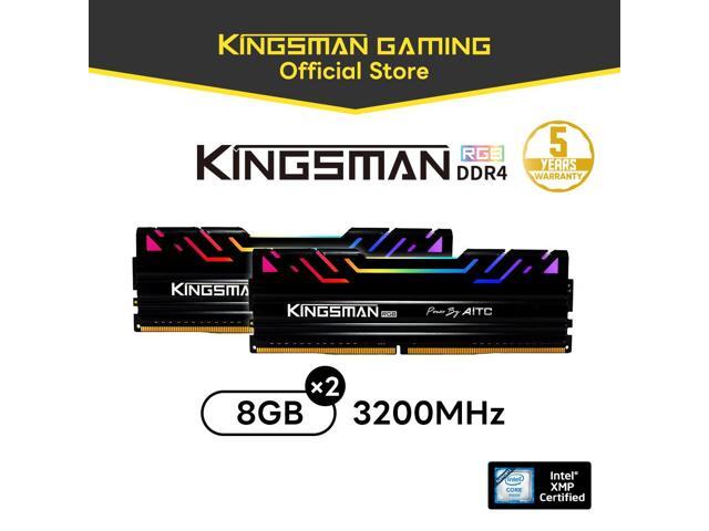 KINGSMAN RGB 16GB(8GBX2) 288-Pin PC RAM DDR4 3200 (PC4 25600) Desktop Memory Model UDIMM-Black