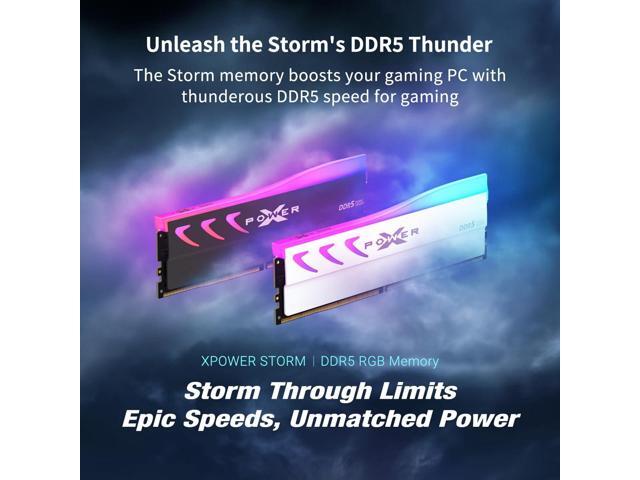 Silicon Power DDR5 32GB (2x16GB) Storm RGB 6000MT/s (PC5-48000) 288-pin CL36 1.35V UDIMM Desktop Memory Module RAM SP032GXLWU60FFDK Gray