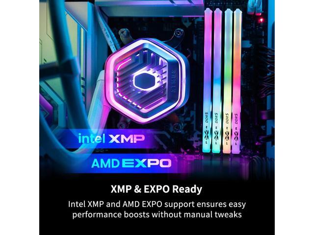 Silicon Power DDR5 32GB (2x16GB) Storm RGB 6000MT/s (PC5-48000) 288-pin CL36 1.35V UDIMM Desktop Memory Module RAM SP032GXLWU60FFDK Gray