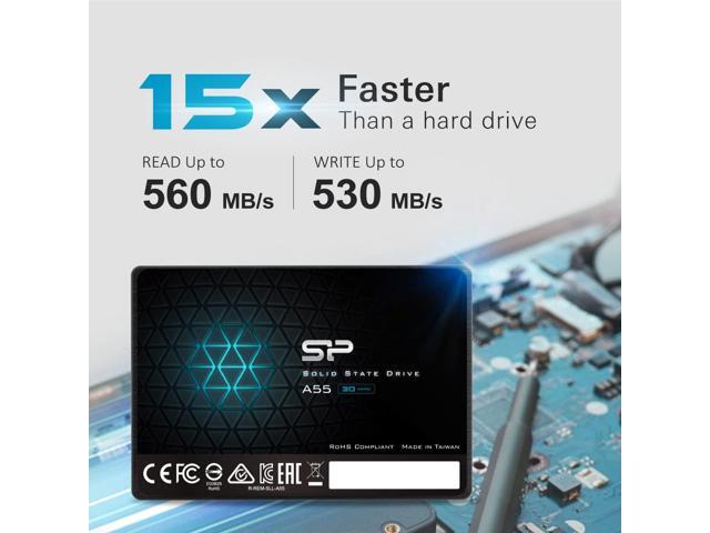 Silicon Power 1TB SSD 3D NAND A55 SLC Cache Performance Boost SATA III 2.5' 7mm (0.28') SSD Internal Solid State Drive (SU001TBSS3A55S25SN)
