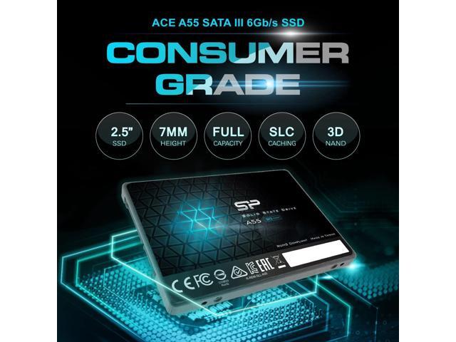 Silicon Power 1TB SSD 3D NAND A55 SLC Cache Performance Boost SATA III 2.5' 7mm (0.28') SSD Internal Solid State Drive (SU001TBSS3A55S25SN)
