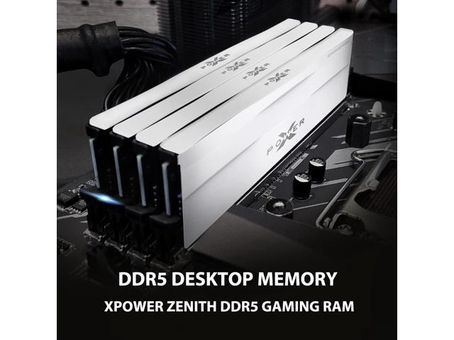 Silicon Power DDR5 32GB (2x16GB) Zenith 6000MHz (PC5-48000) 288-pin CL30 1.35V UDIMM Desktop Memory Module RAM SU032GXLWU60AFDGSW White