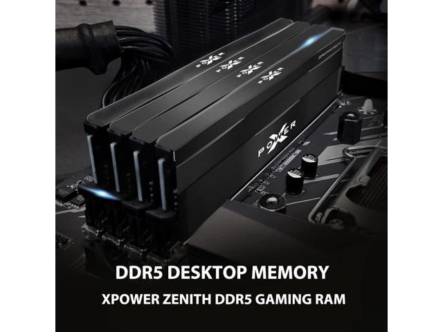 Silicon Power DDR5 32GB (2x16GB) Zenith 6000MHz (PC5-48000) 288-pin CL30 1.35V UDIMM Desktop Memory Module RAM SU032GXLWU60AFDESK Black