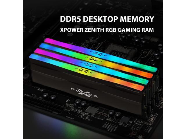 Silicon Power DDR5 32GB (2x16GB) Zenith RGB 6000MHz (PC5-48000) 288-pin CL30 1.35V UDIMM Desktop Memory Module RAM SU032GXLWU60AFDFSK Black