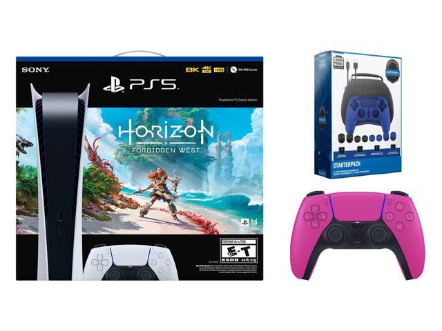 Sony PlayStation 5 Digital Edition Horizon Forbidden West Bundle with Extra Controller and Accessory Kit - Nova Pink