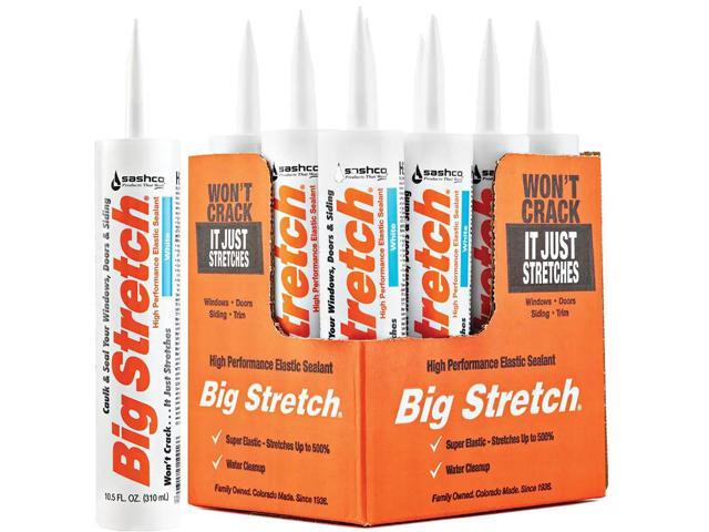 Sashco 10016 10.5oz Big Stretch High Performance Interior Exterior Weatherproof Seal Caulk - White - 12 Pack