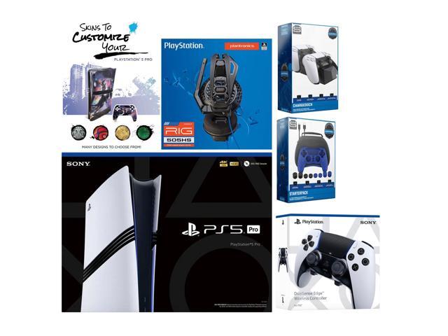 Sony Playstation 5 Pro Bundle with Extra EDGE Controller, Plantronics Headset, Pro Gamer Kit, Dual Charge Dock and MightySkins Decal Voucher Plus 2...