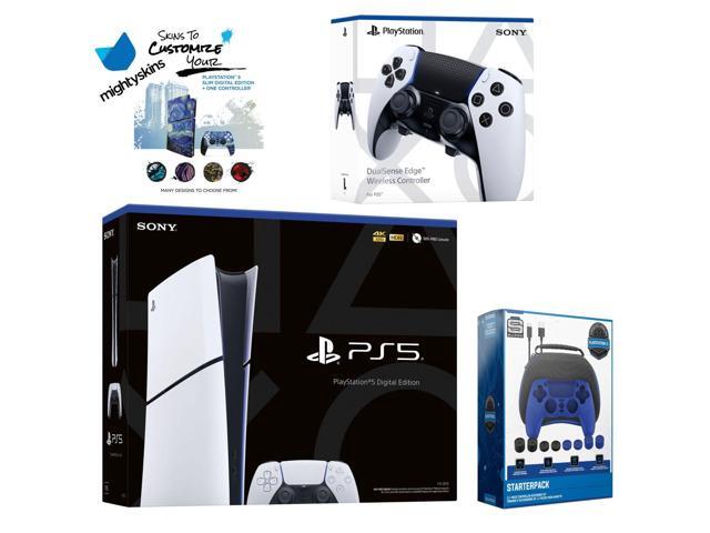 Sony PlayStation 5 Slim Digital with Extra Edge Controller, Pro Gamer Starter Kit and MightySkins Decal Voucher