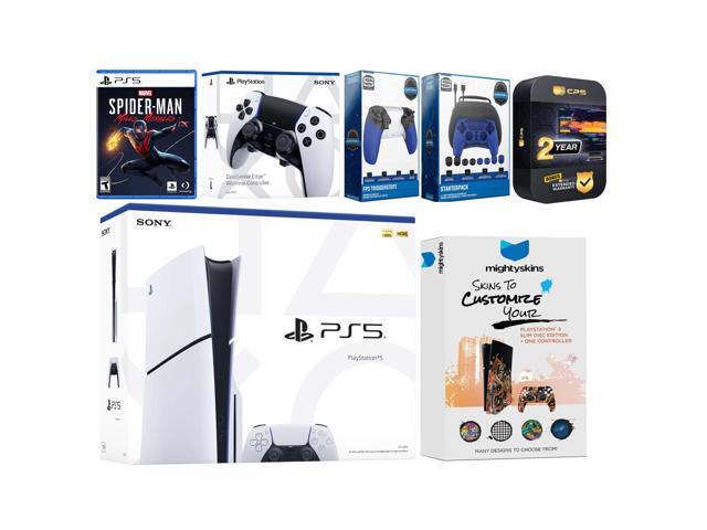 Sony Playstation 5 Slim Disc with Spider-Man: Miles Morales, Extra EDGE Controller, Gamer Kit, Trigger Kit and MightySkins Decal Voucher + 2 Year...