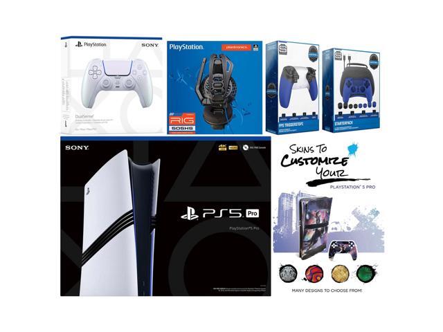 Sony Playstation 5 Pro Bundle with Extra Chroma Pearl Controller, Plantronics Headset, Pro Gamer Kit, Trigger Kit and MightySkins Decal Voucher...