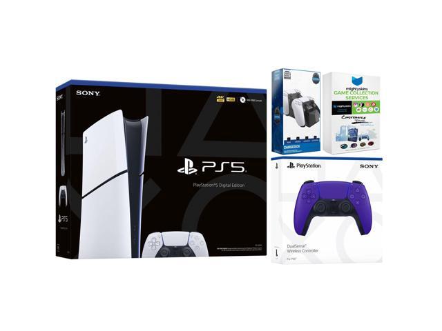Sony PlayStation 5 Slim Digital with Extra Galactic Purple Controller, Dual Charging Dock and MightySkins Game Pack Code