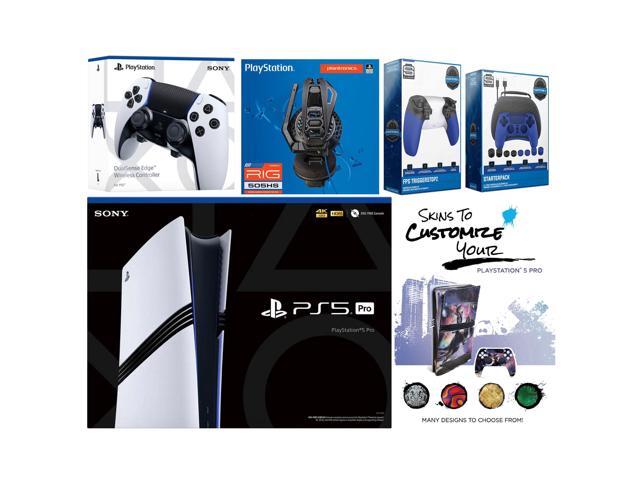 Sony Playstation 5 Pro Bundle with Extra EDGE Controller, Plantronics Headset, Pro Gamer Kit, Trigger Kit and MightySkins Decal Voucher Plus 2 Year...