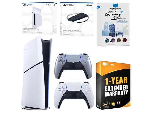 Sony PlayStation 5 Slim Digital Bundle with Disc Drive, Extra Controller, Vertical Stand, MightySkins Voucher and 1 Year Extended Warranty -...
