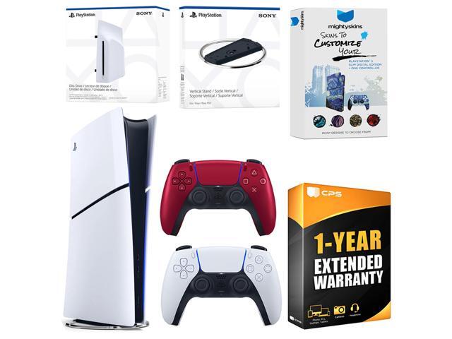 Sony PlayStation 5 Slim Digital Bundle with Disc Drive, Extra Controller, Vertical Stand, MightySkins Voucher and 1 Year Extended Warranty -...