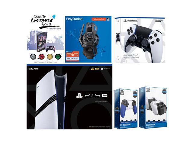 Sony Playstation 5 Pro Bundle with Extra EDGE Controller, Plantronics Headset, Trigger Stop Kit, Dual Charge Dock and MightySkins Decal Voucher...