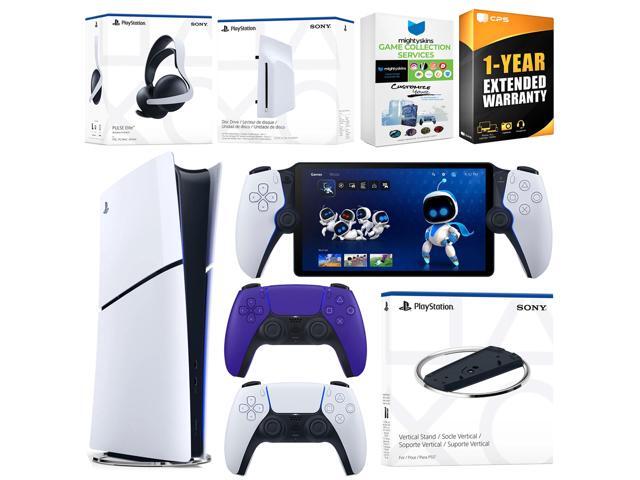 Sony PlayStation 5 Slim Digital Bundle with Disc Drive, Stand, Extra Controller, Pulse Elite Headset, PlayStation Portal, MightySkins Voucher and...
