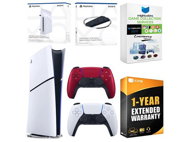 Sony PlayStation 5 Slim Digital Bundle with Disc Drive, Extra Controller, Vertical Stand, MightySkins Game Collection Services and 1 Year Extended...